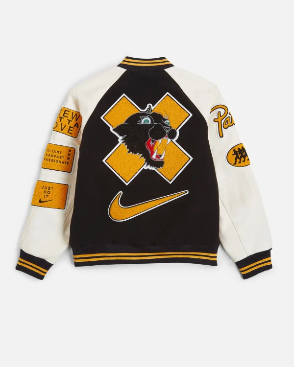 Nike x Patta Running Team Varsity Jacket Black Yellow White - Image 2